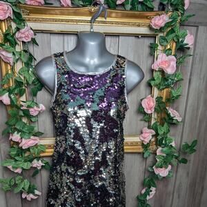 Y2k purplesilver sequin mini dress